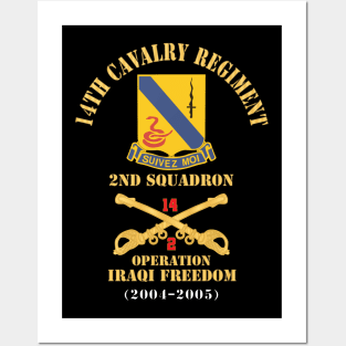 Army - 14th Cavalry Regiment w Cav Br - 2nd Squadron - Operation Iraqi Freedom - 2004 - 2005 - Red Txt X 300 Posters and Art